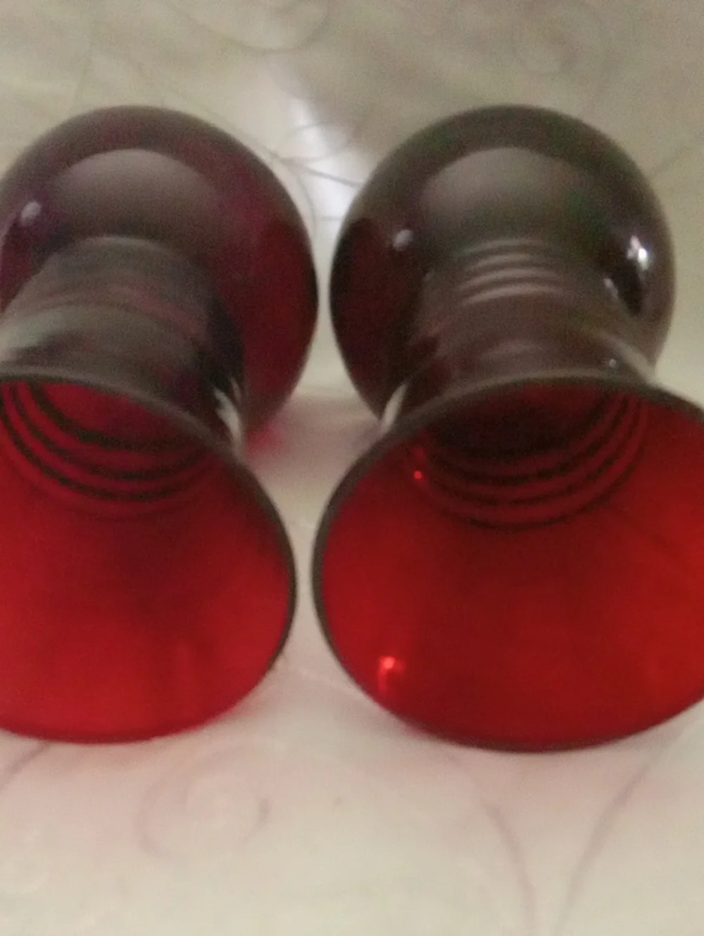 2 Ruby Red Anchor Hocking Mcm Vases